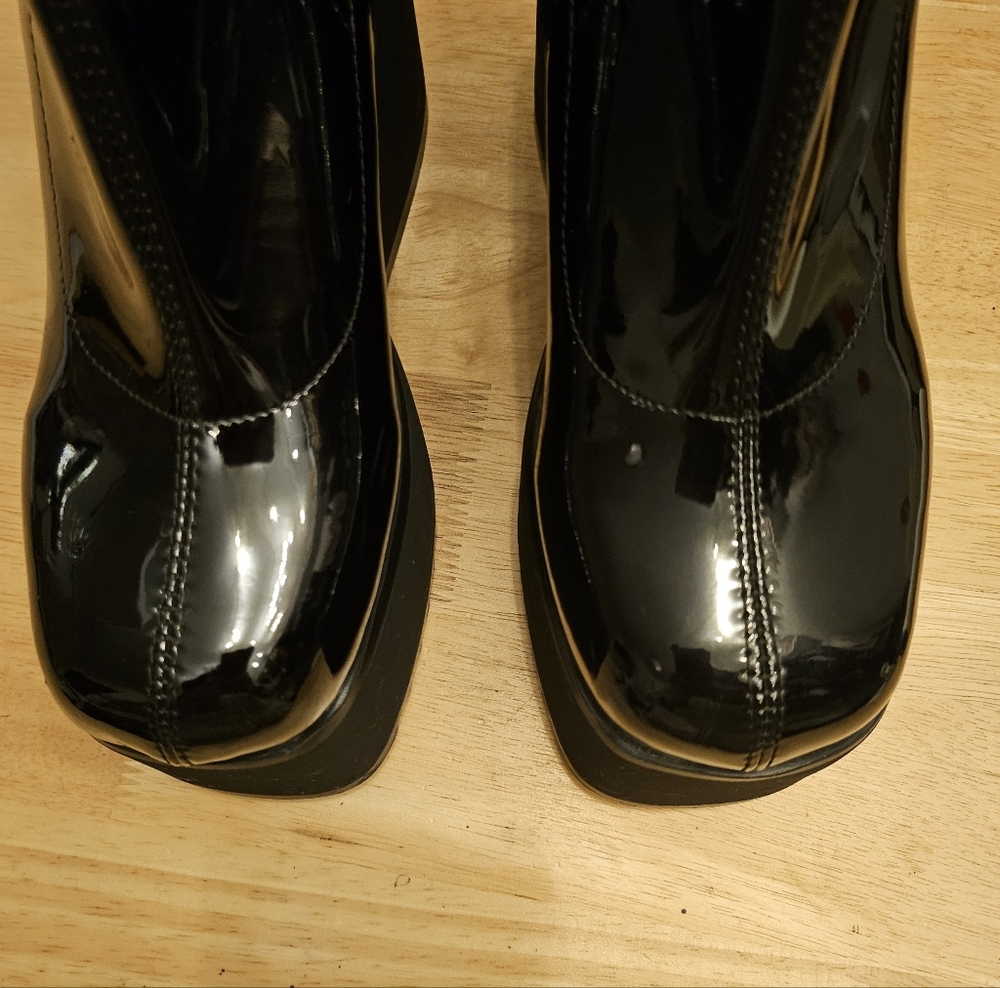 Lights Out Chunky Faux Patent Platform Ankle Boots Size 6 Us - Picture 5 of 12